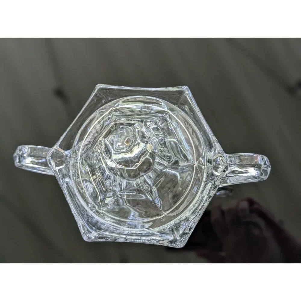 IMPERIAL GLASS-OHIO Old Williamsburg Glass Sugar Bowl Dish Clear Double Handles